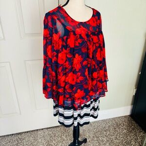 a new day Red Floral Blouse